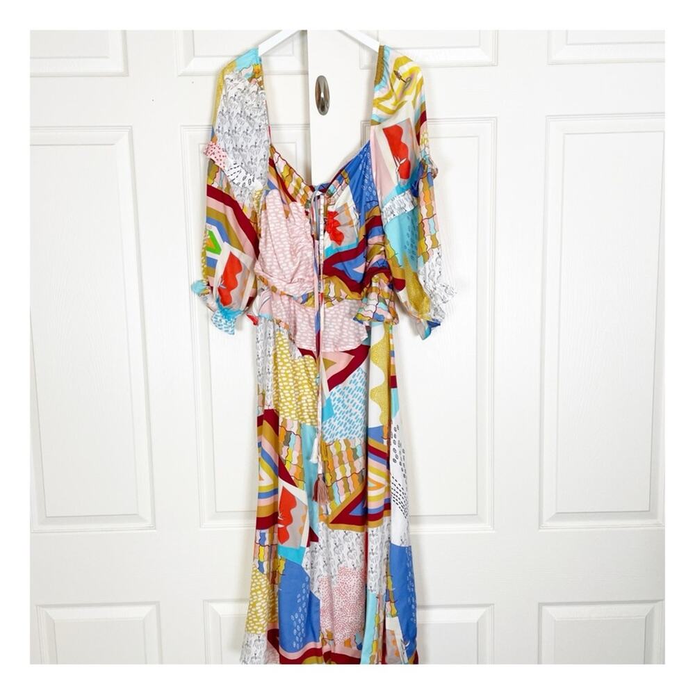 Anthropologie x Asha Eleven Soma Portals Colorful Geo Print Maxi Dress NWT Sz L - Picture 2 of 12